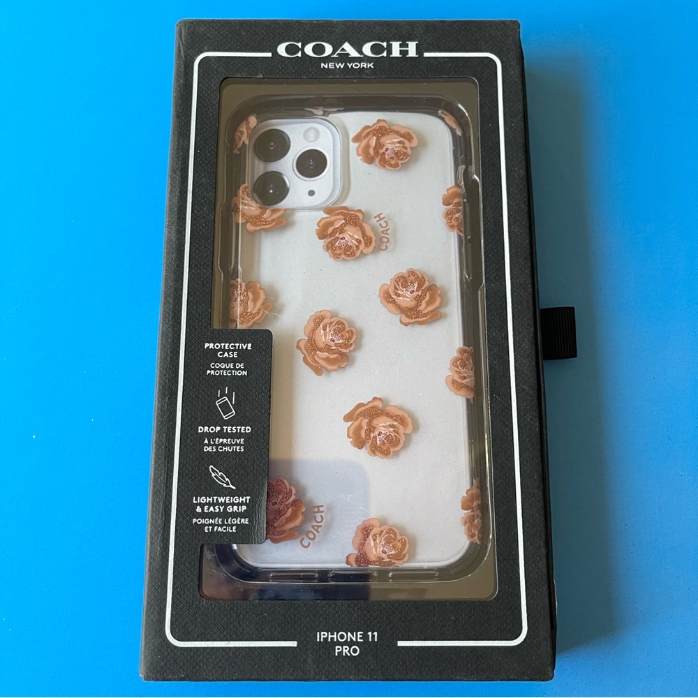 iPhone 11 Pro - Coach New York Case (CLEAR GLITTER ROSES)